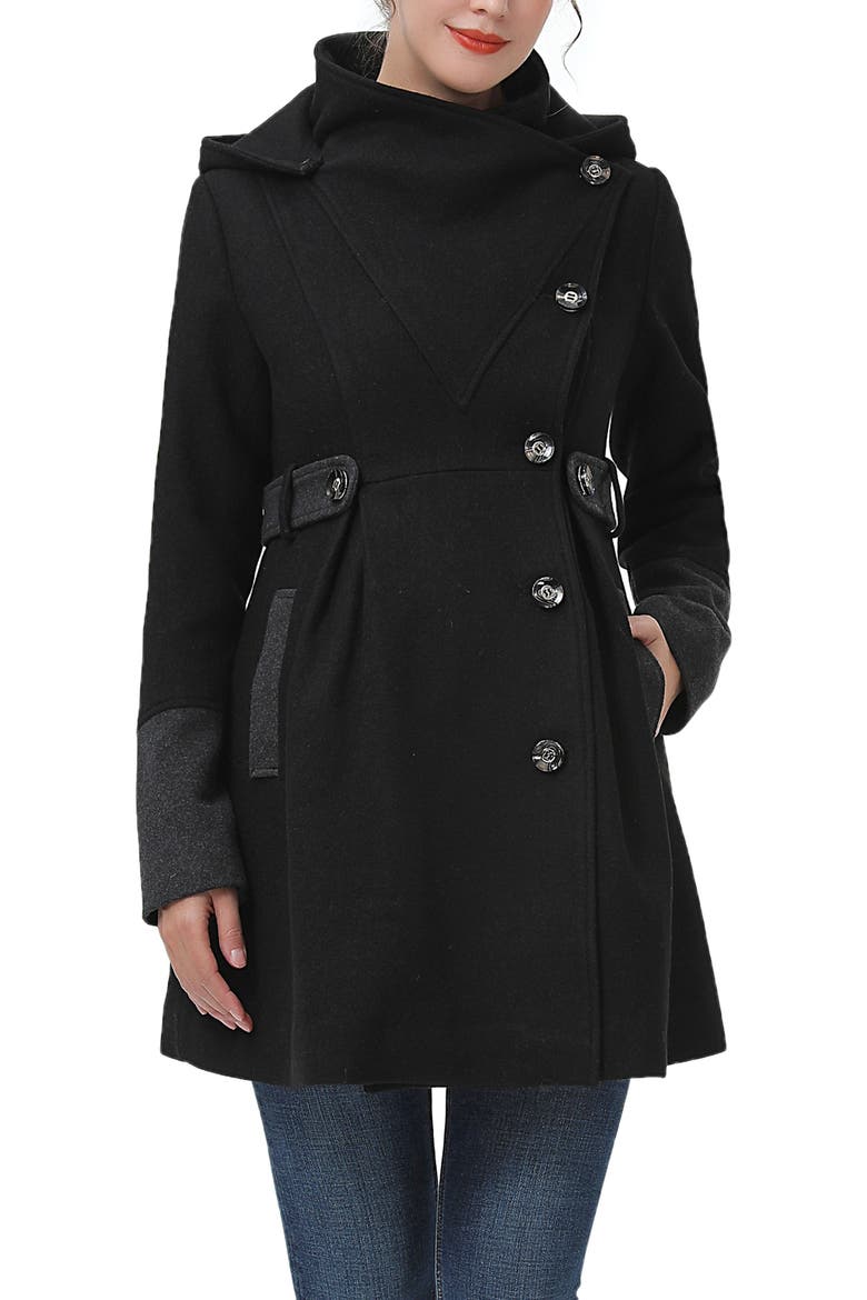 Harper Maternity Wool Coat, Main, color, BLACK/GRAY