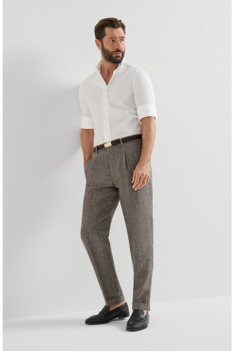 Houndstooth trousers, Alternate, color, Hazelnut