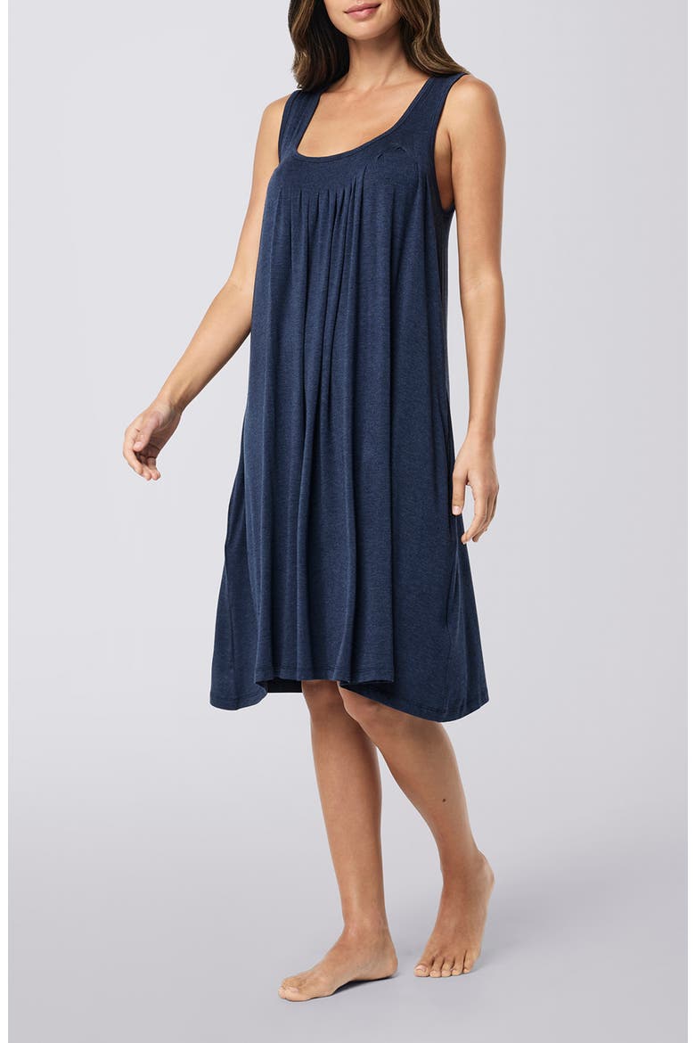 Caty Soft Pleat Nightgown, Main, color, NAVY