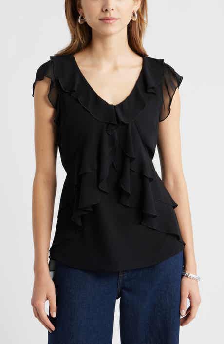 Open Edit Chiffon Ruffle Top
