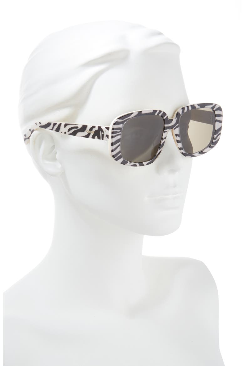 Bold 3 Dots 55mm Geometric Sunglasses, Alternate, color, ANML/BRN