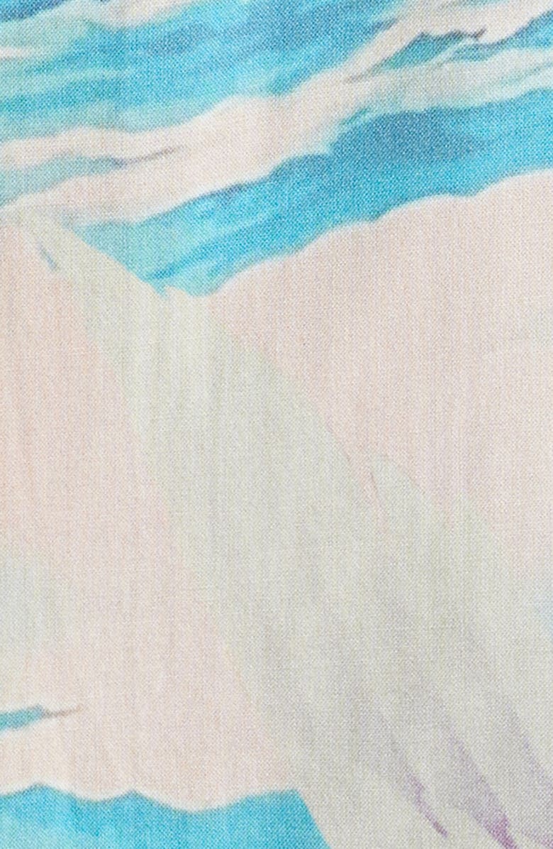 AllSaints Saipan Print Relaxed Fit Cotton Camp Shirt, Alternate, color, Blueberry Blue