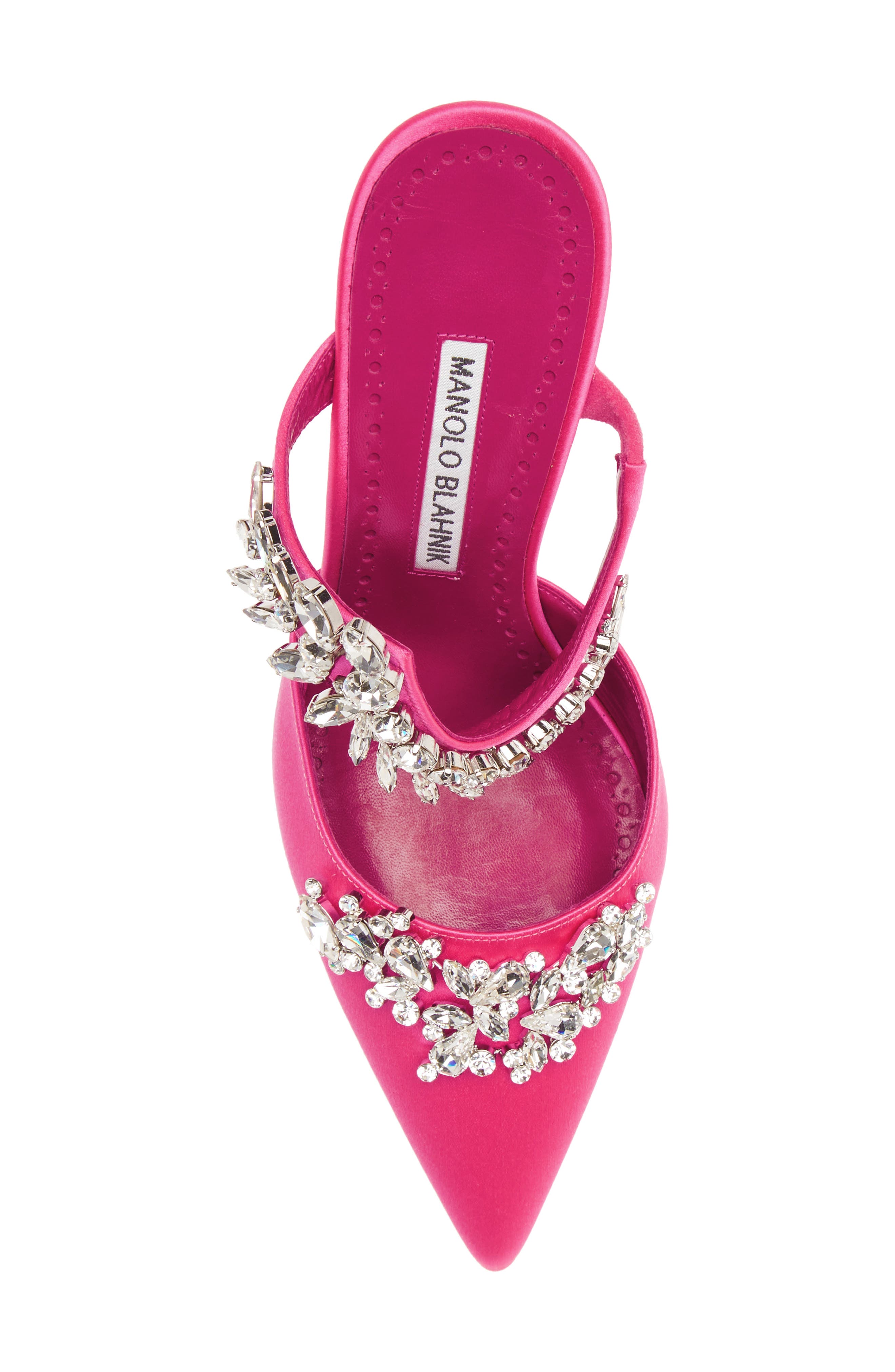 Manolo Blahnik Lurum Crystal Leaf Pointed Toe Mule, Alternate, color, 