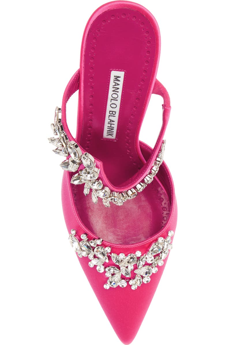 Manolo Blahnik Lurum Crystal Leaf Pointed Toe Mule, Alternate, color,