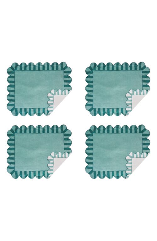 Misette Set-of-four Jardin Embroidered Linen Placemats In Green