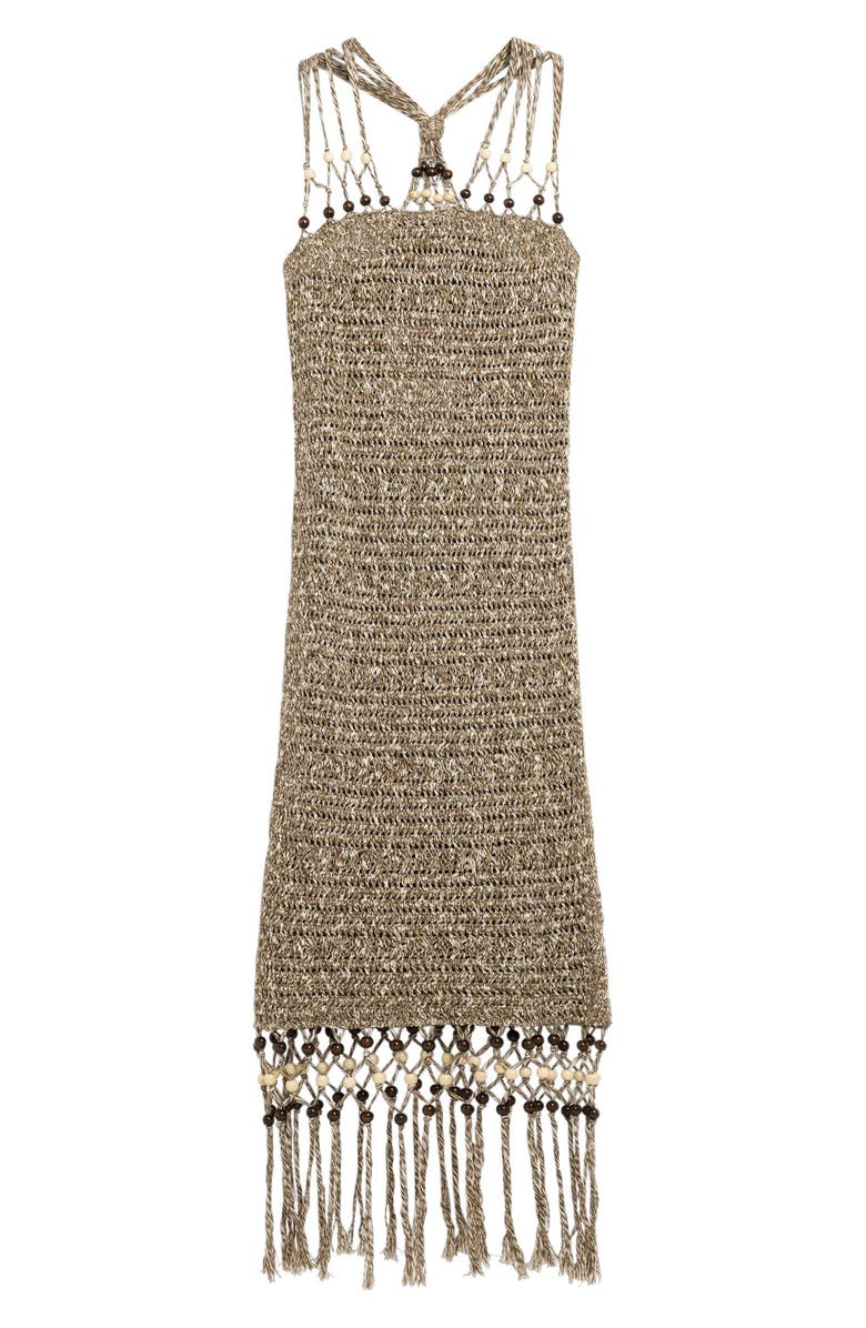 Desigual Macramé Strap Fringe Sweater Dress, Alternate, color, Brown