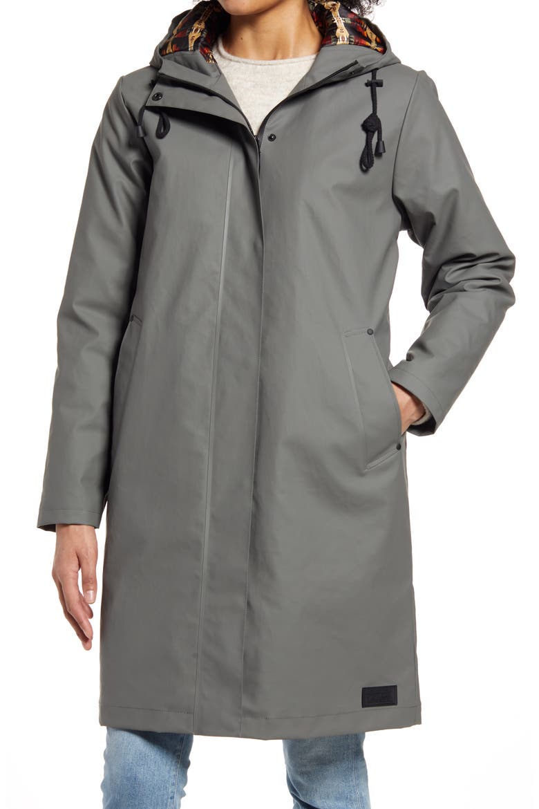 Women's Eureka Waterproof Hooded Raincoat, Alternate, color, GUNMETAL
