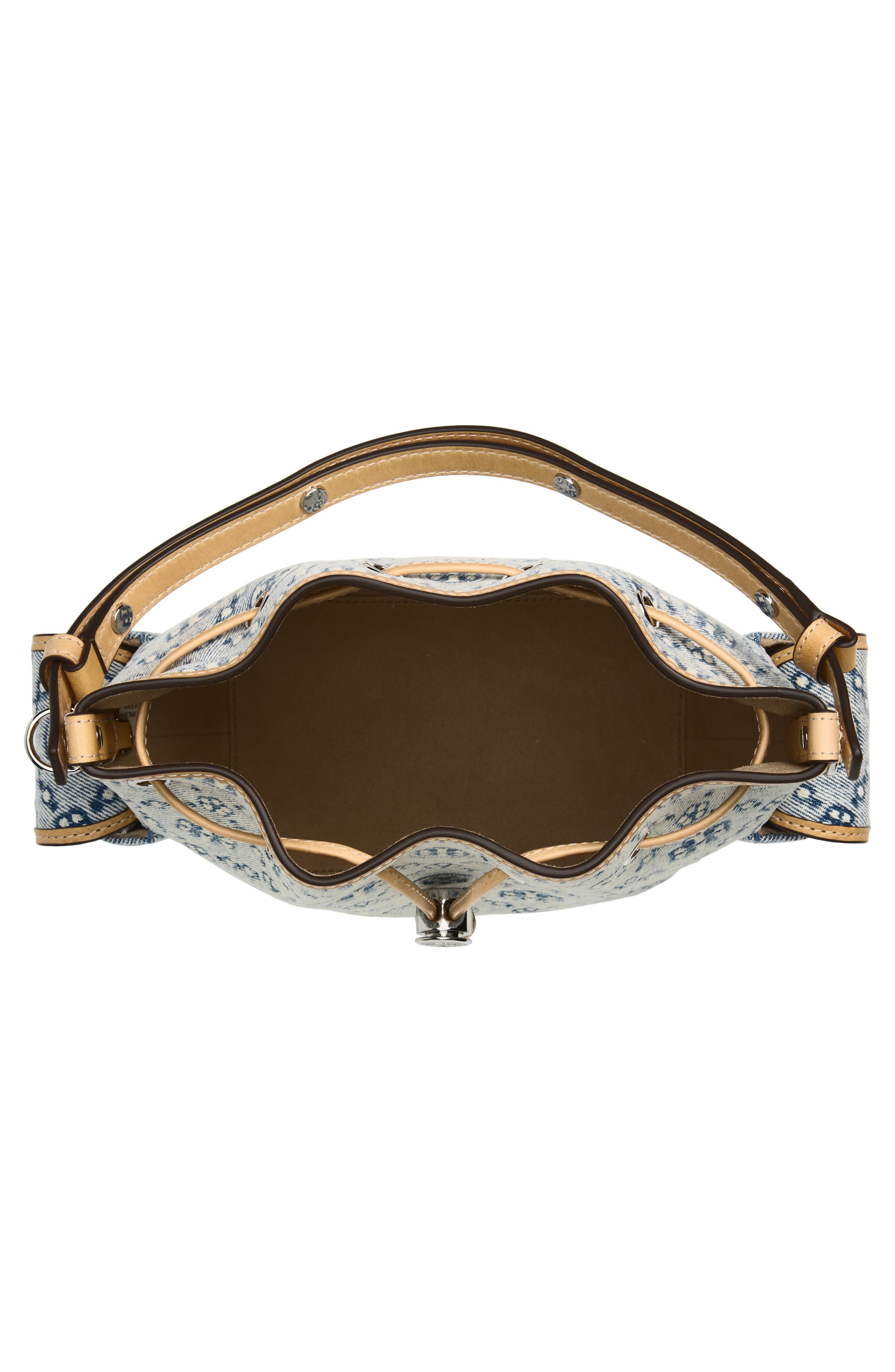 Tory Burch T Monogram Denim Bucket Bag, Alternate, color, Powder Blue