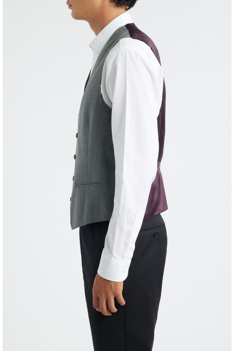 Owen Five-Button Stretch Wool Vest, Alternate, color, GREY