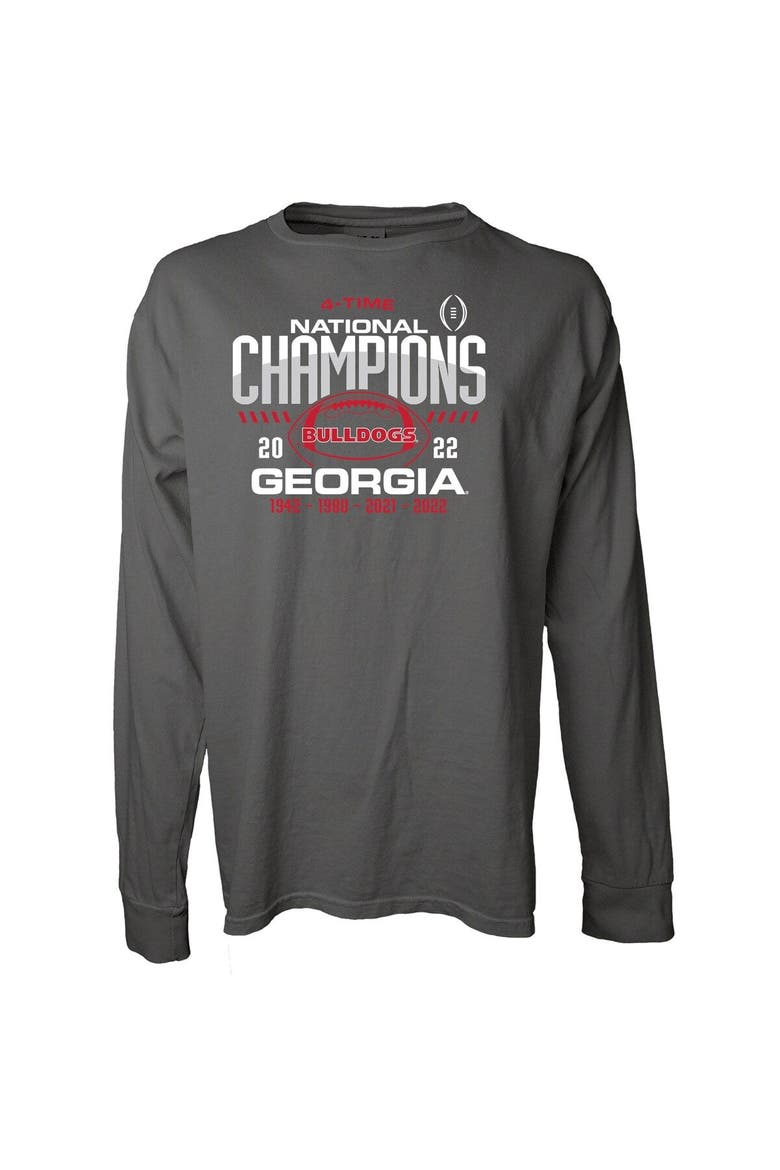 Women's Blue 84 Gray Georgia Bulldogs Four-Time College Football National Champions Overdye Long Sleeve T-Shirt, Alternate, color, Charcoal