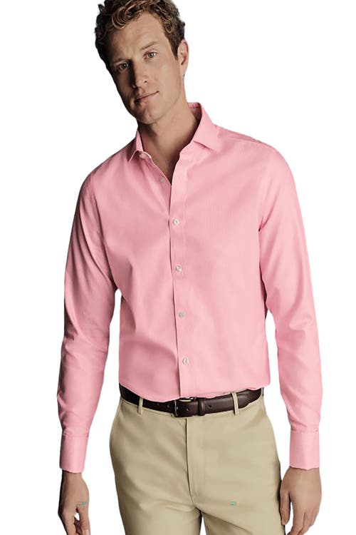 Charles Tyrwhitt Non-iron Poplin Bengal Stripe Shirt In Pink