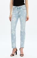 Bayeas Floral Print Mid Rise Straight Leg Jeans