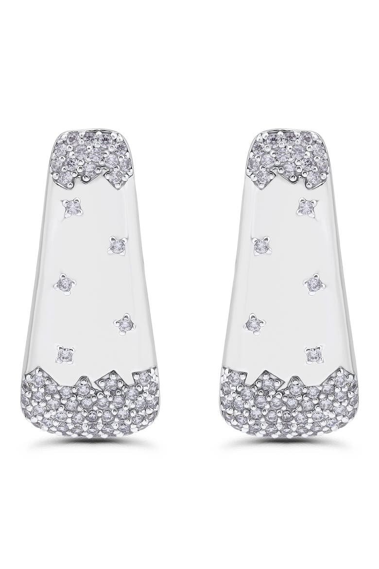 Cubic Zirconia Sprinkle Triangle Stud Earrings, Main, color, SILVER