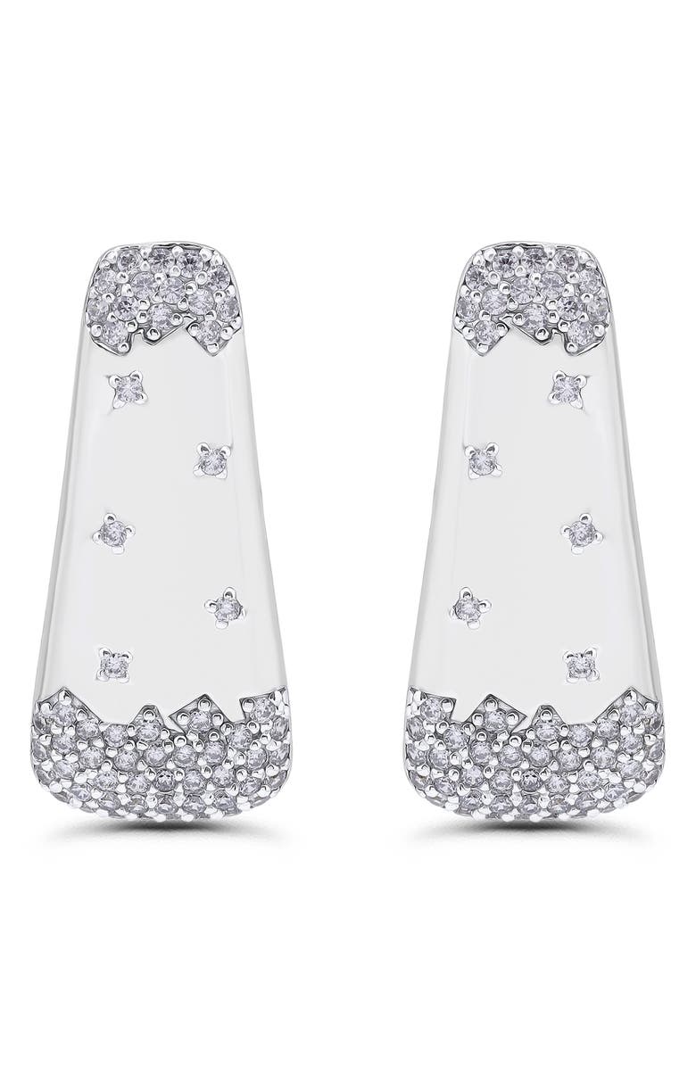 Christian Siriano New York Cubic Zirconia Sprinkle Triangle Stud Earrings, Main, color, Silver