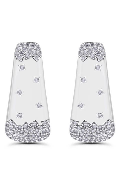 Cubic Zirconia Sprinkle Triangle Stud Earrings