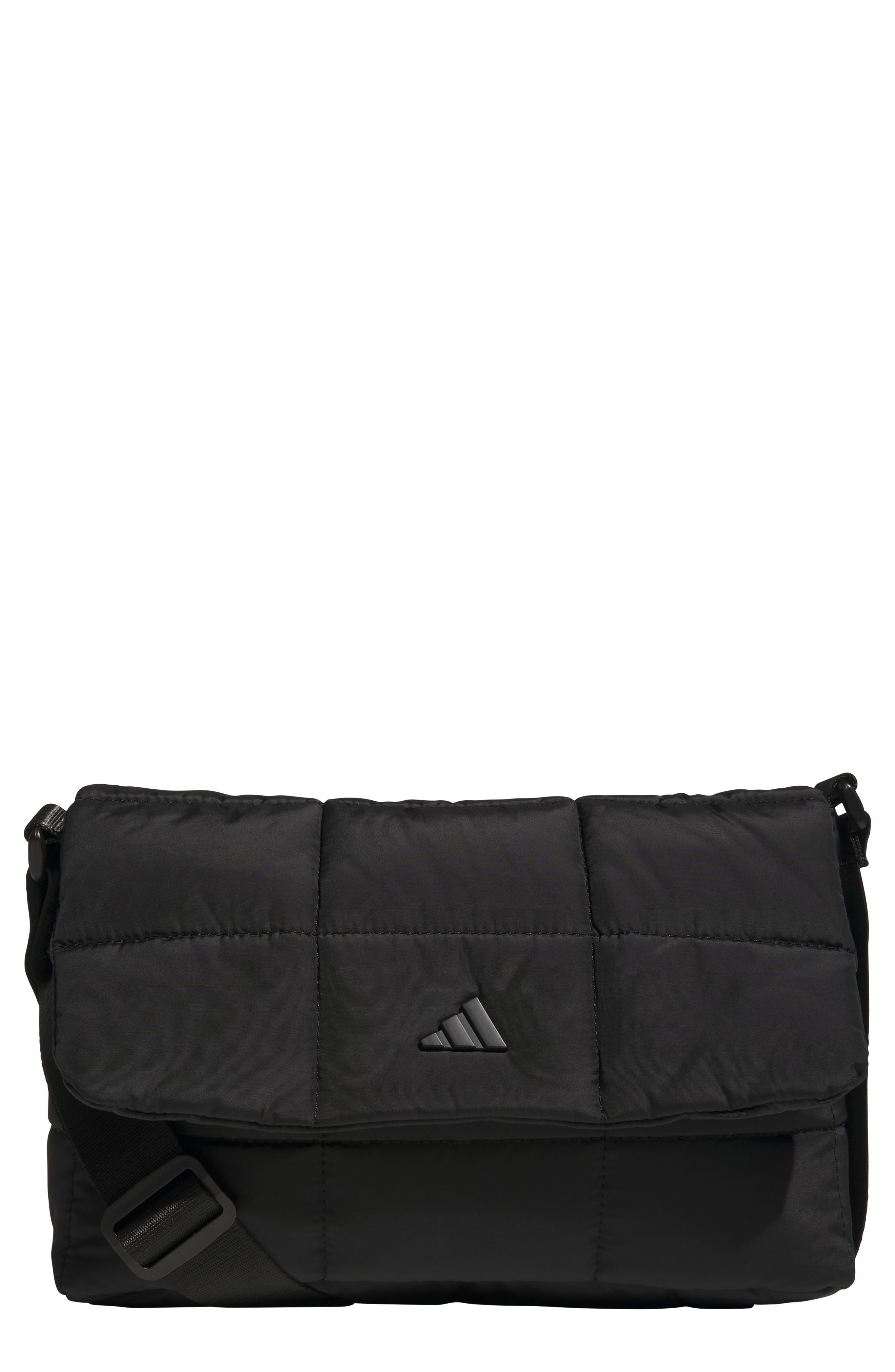 adidas Quilted Flap Crossbody Bag, Main, color, Black