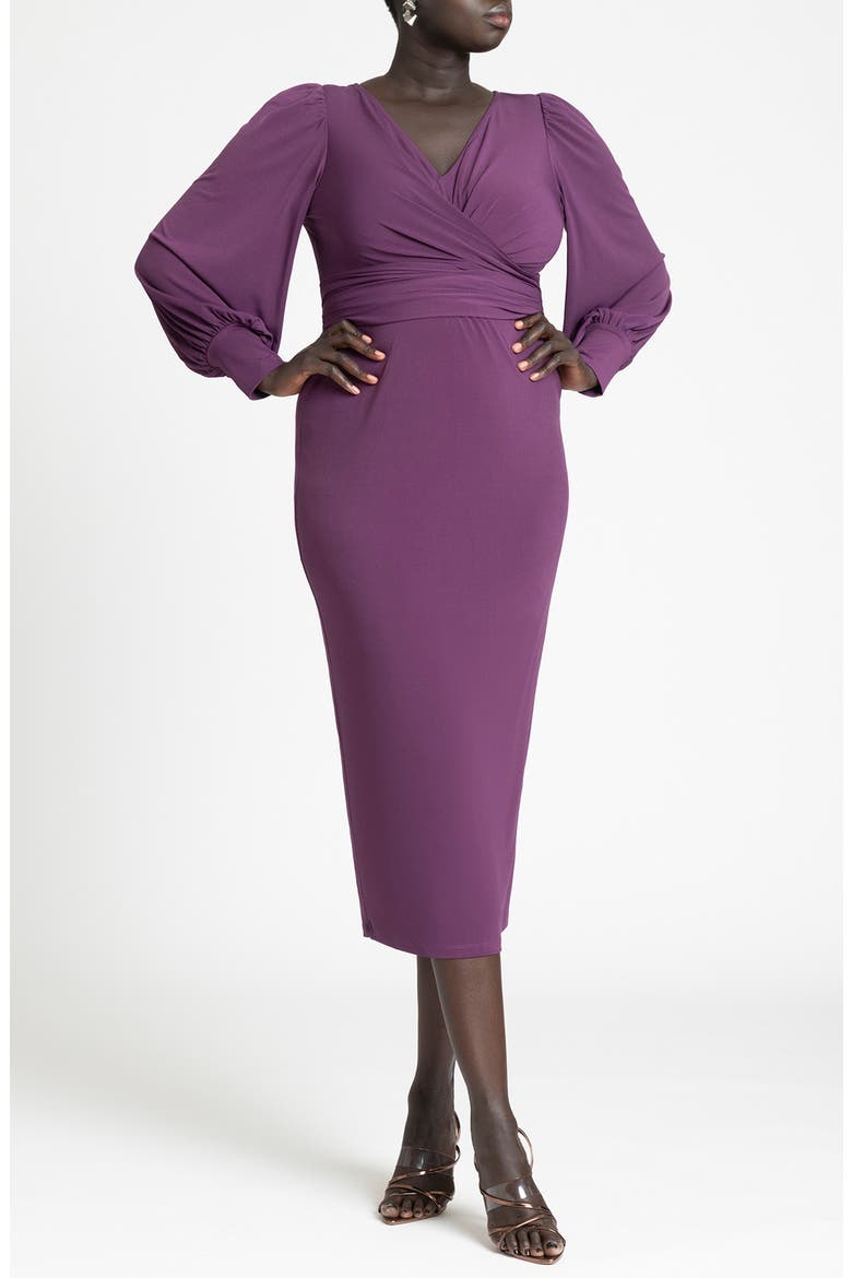 Cross Front Midi Dress, Main, color, PLUM