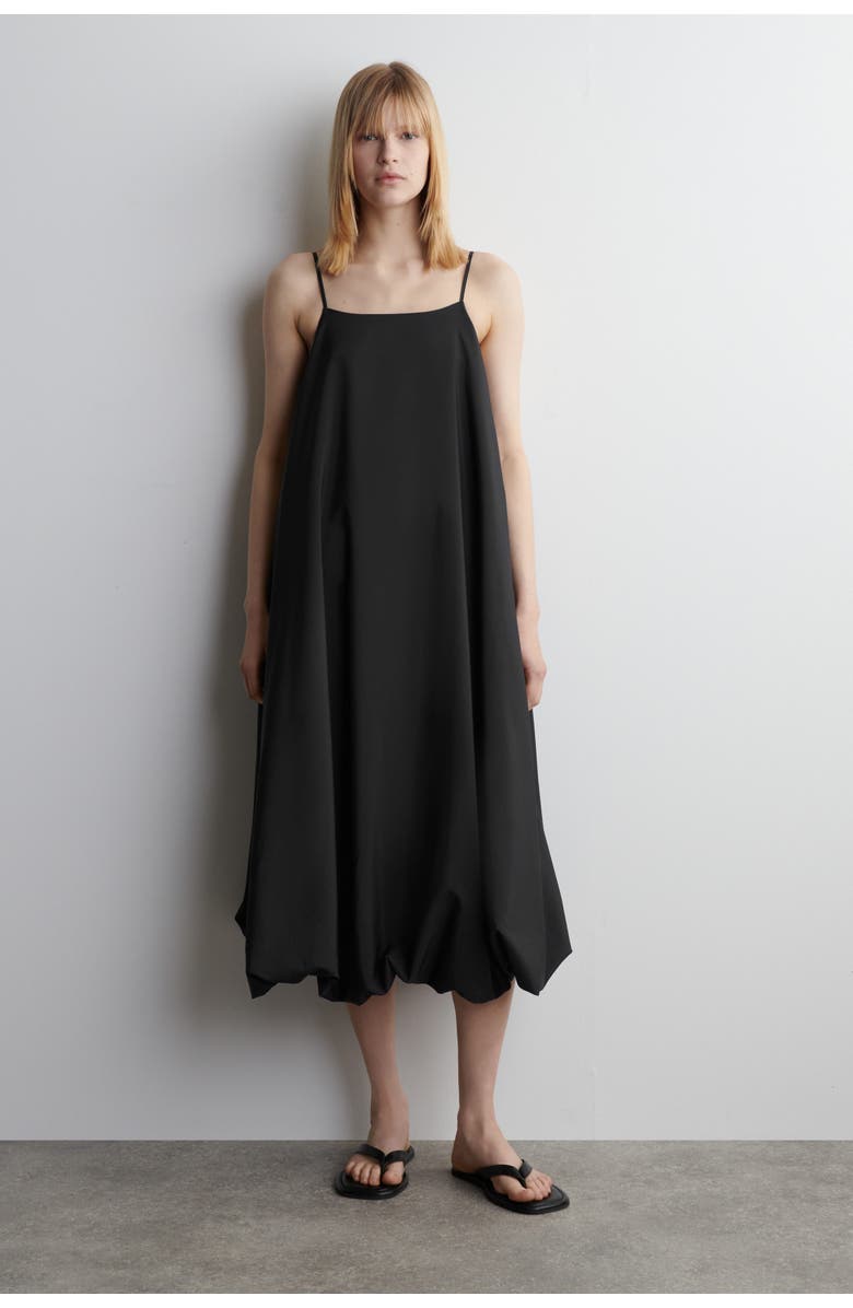 COS Bubble-Hem Midi Dress, Main, color, Black