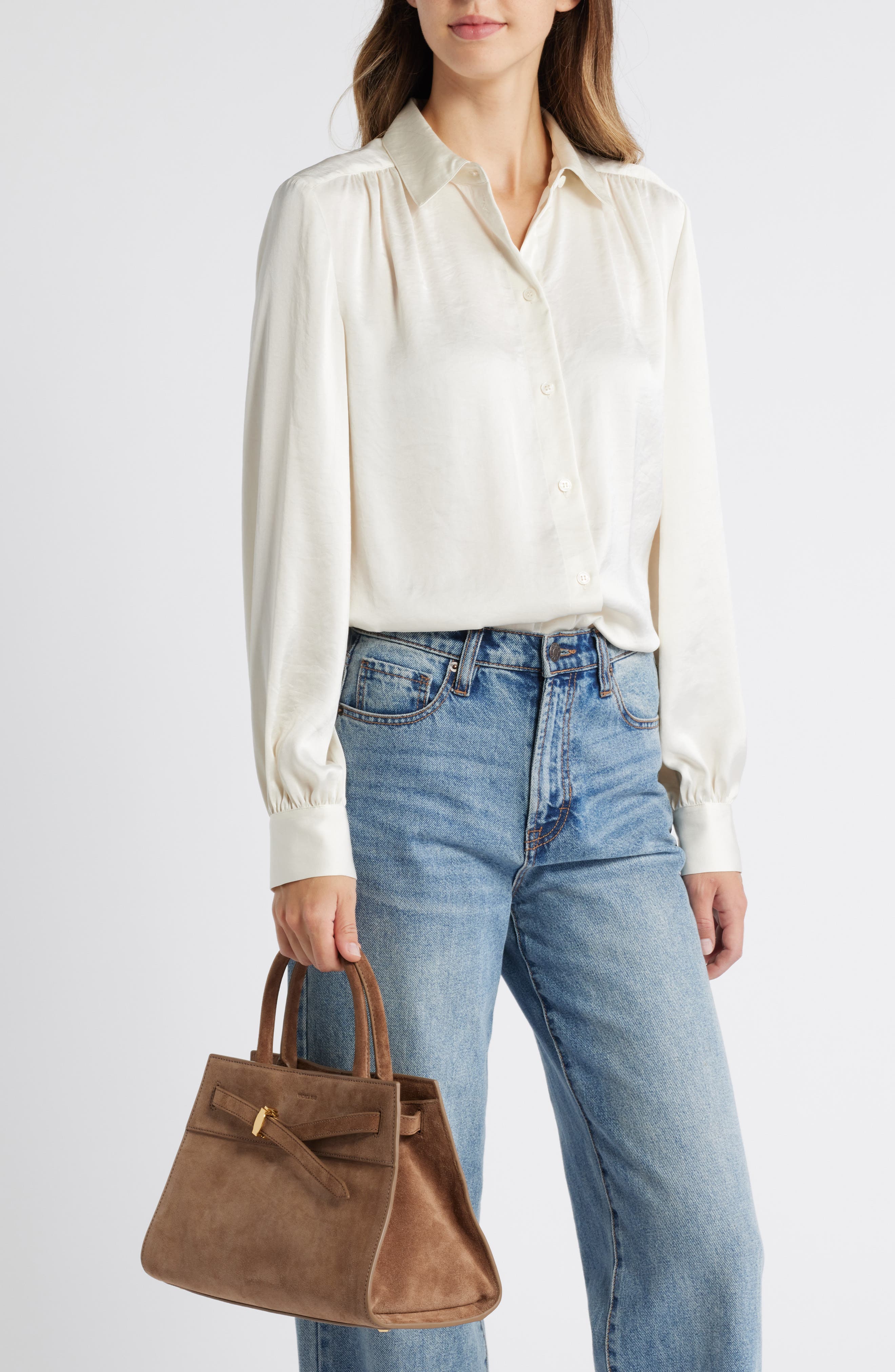 Veronica Beard Dash Suede Tote, Alternate, color, Bark