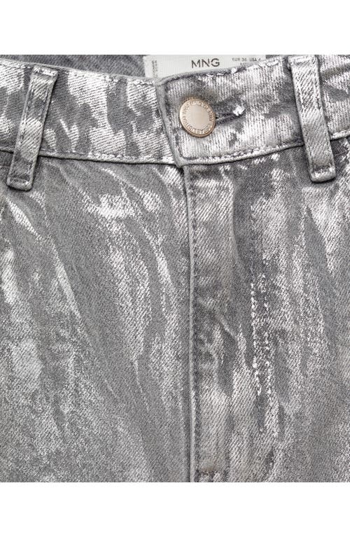 Shop Mango Foil High Waist Straight Leg Jeans In Silver