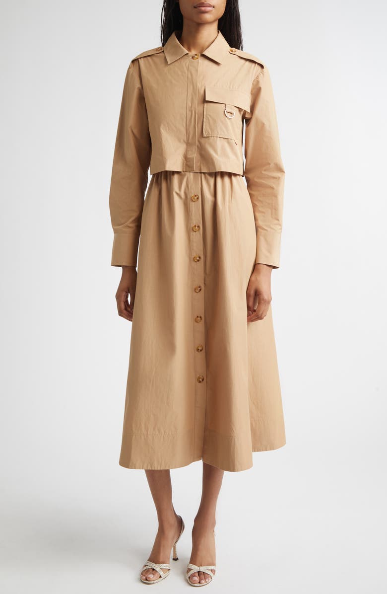Derek Lam 10 Crosby Janine Long Sleeve Midi Trench Dress, Main, color,