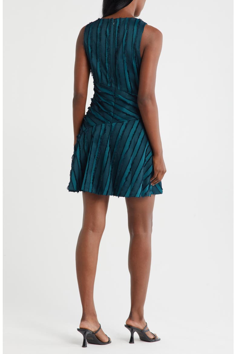 Sleeveless Eyelash Fringe Fit & Flare Dress, Alternate, color, GREEN NAVY COMBO