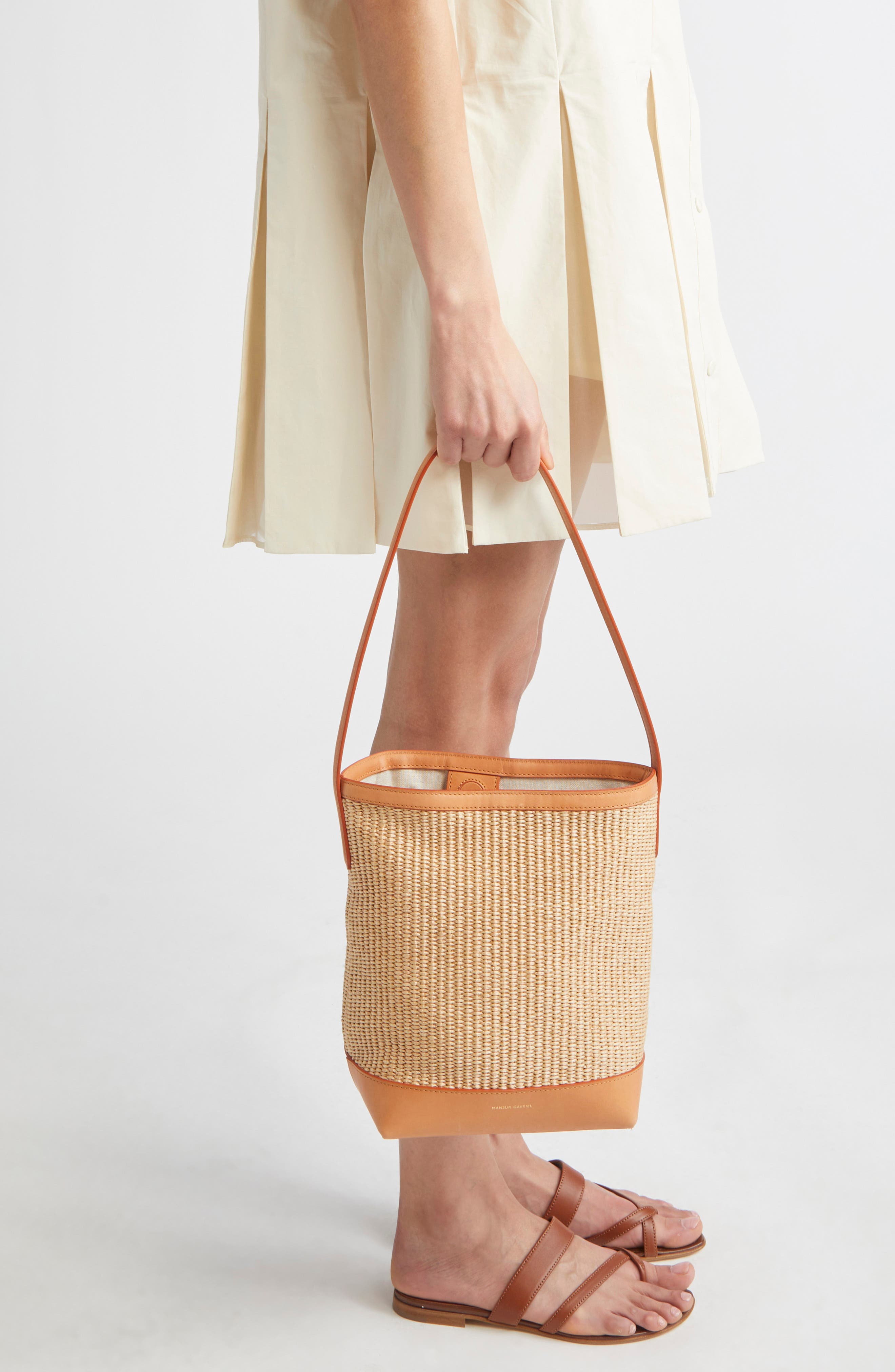 Mansur Gavriel Mini Everyday Raffia Cabas Hobo Bag, Alternate, color, 