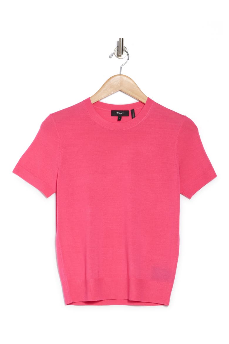 P Regal Short Sleeve Wool Blend Sweater, Alternate, color, PNK AZALEA