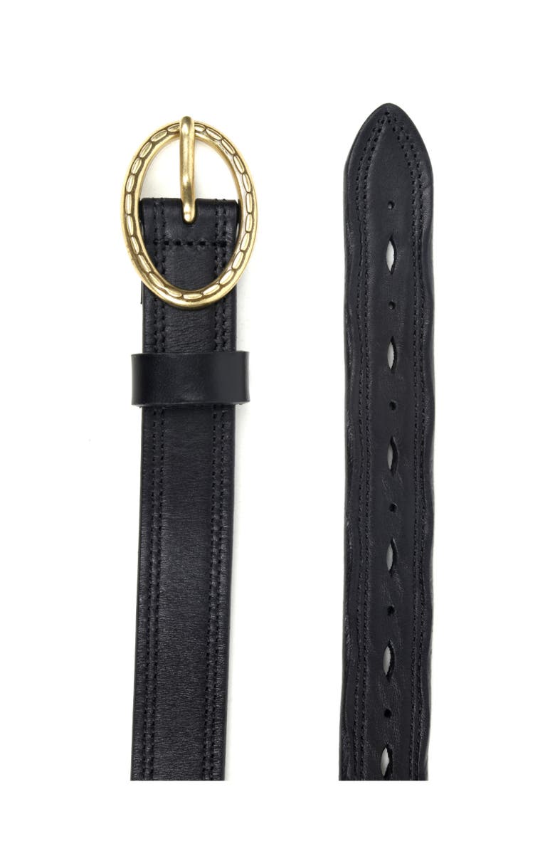 OLD TREND Vintage Genuine Leather Perforated Classic Detail Belt, Alternate, color, Black
