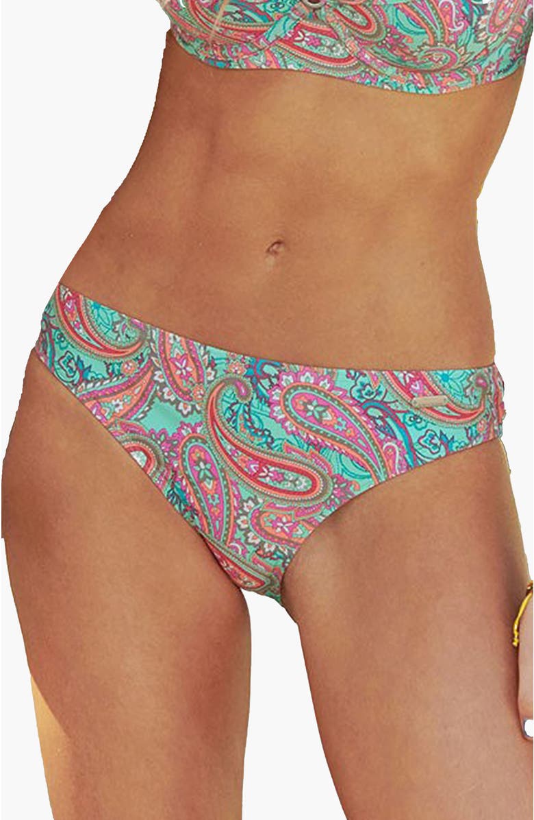 LASCANA Paisley Print Classic Bikini Bottom, Main, color, Mint Printed