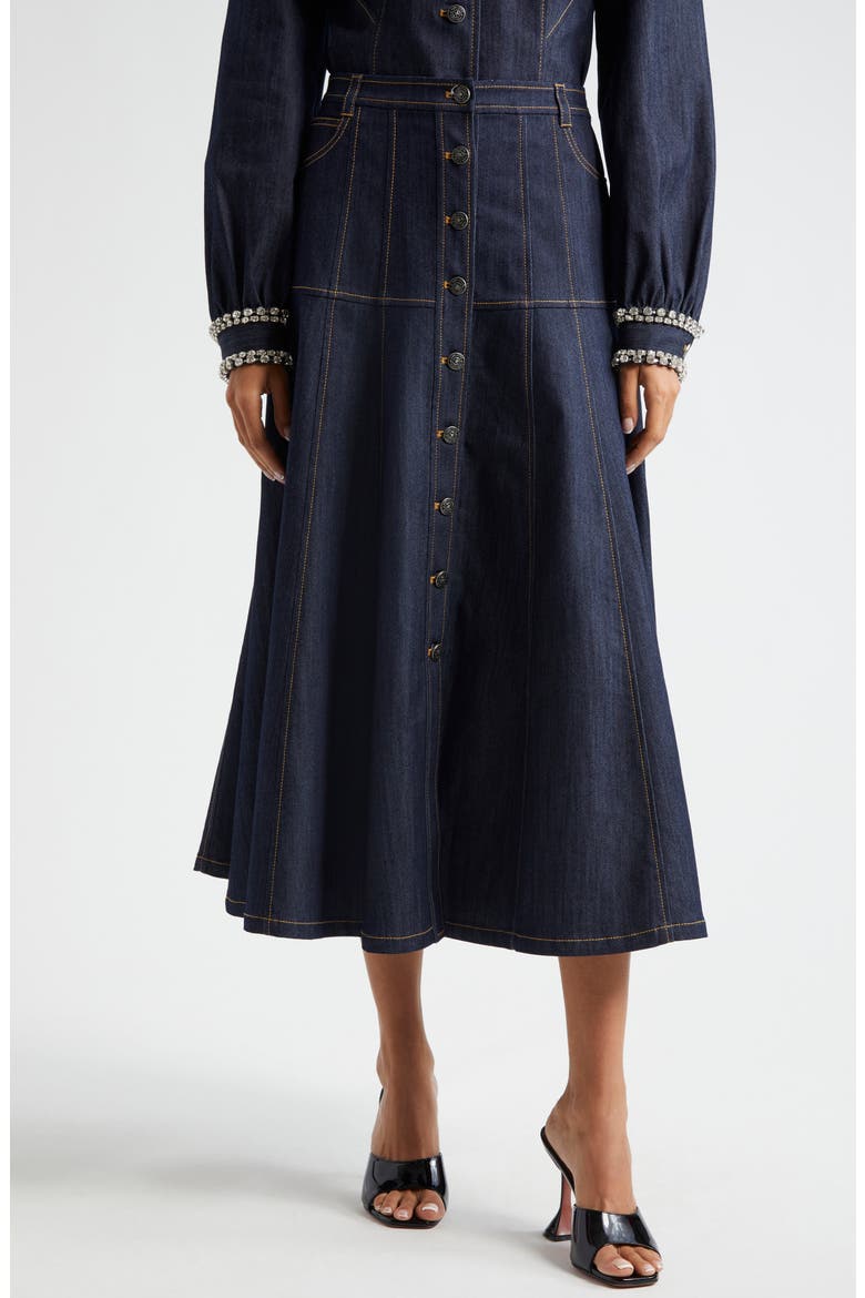 Veena A-Line Denim Skirt, Main, color, INDIGO