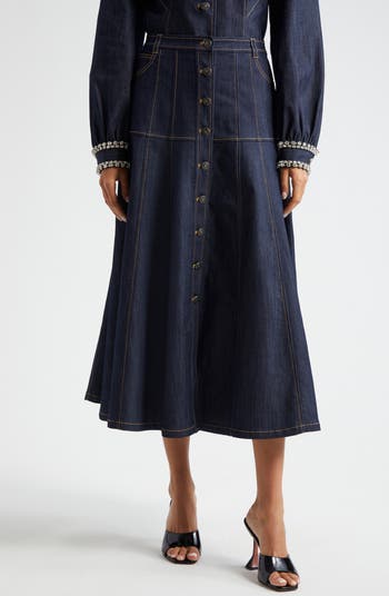 Cinq à Sept Veena A-Line Denim Skirt | Nordstrom