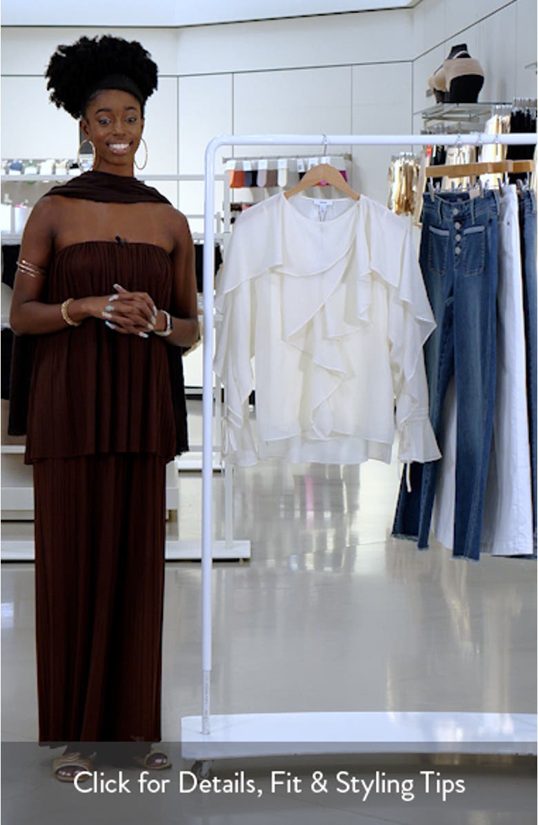 Milo Semisheer Ruffle Fluted Sleeve High-Low Top, sales video thumbnail