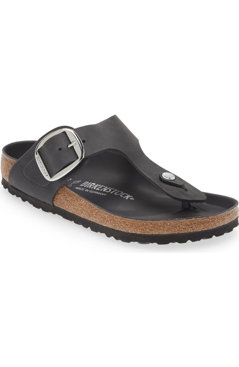 Birkenstock Gizeh Big Buckle Slide Sandal, Main, color, Black Leather