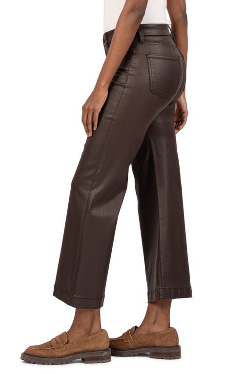 Kut From The Kloth Meg Coated High Waist Wide Leg Jeans In Brown