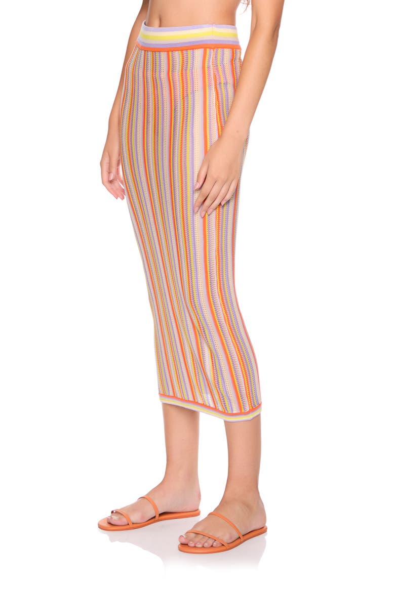Stripe Open Stitch Midi Sweater Skirt, Alternate, color, APRICOT/POTION