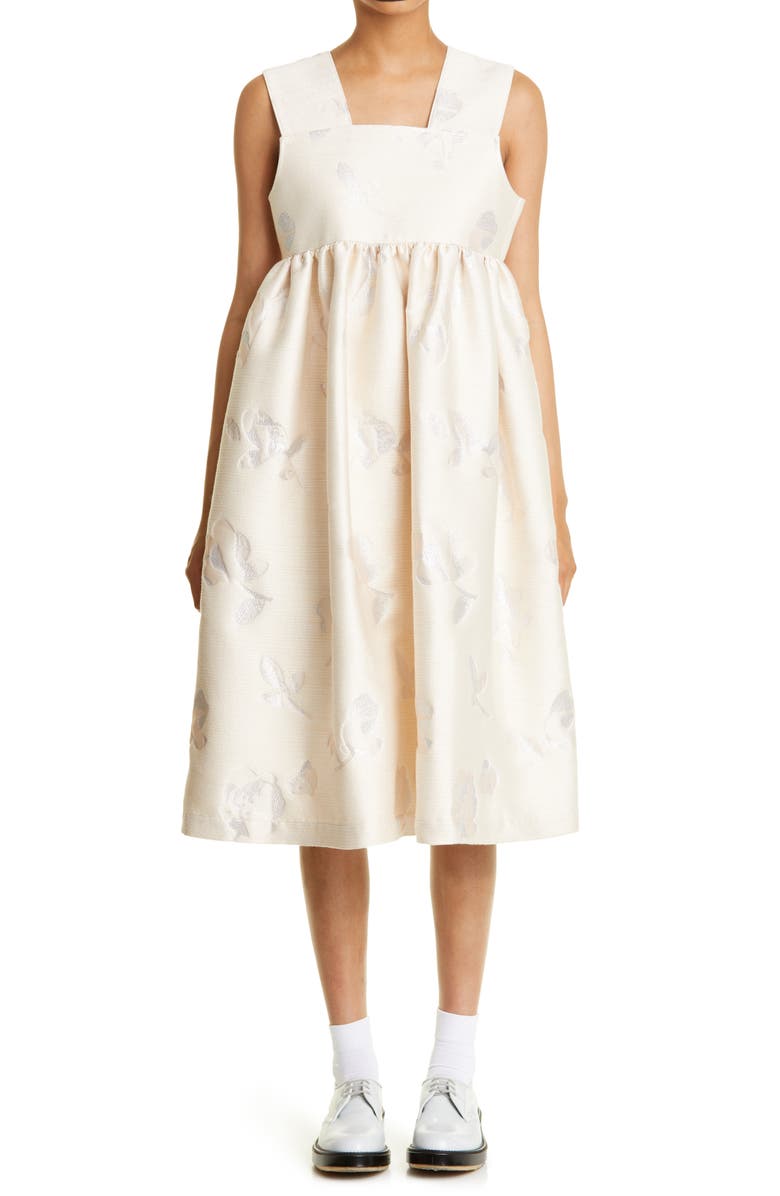 Tao Comme des Garçons Floral Jacquard Empire Waist Midi Dress, Main, color,