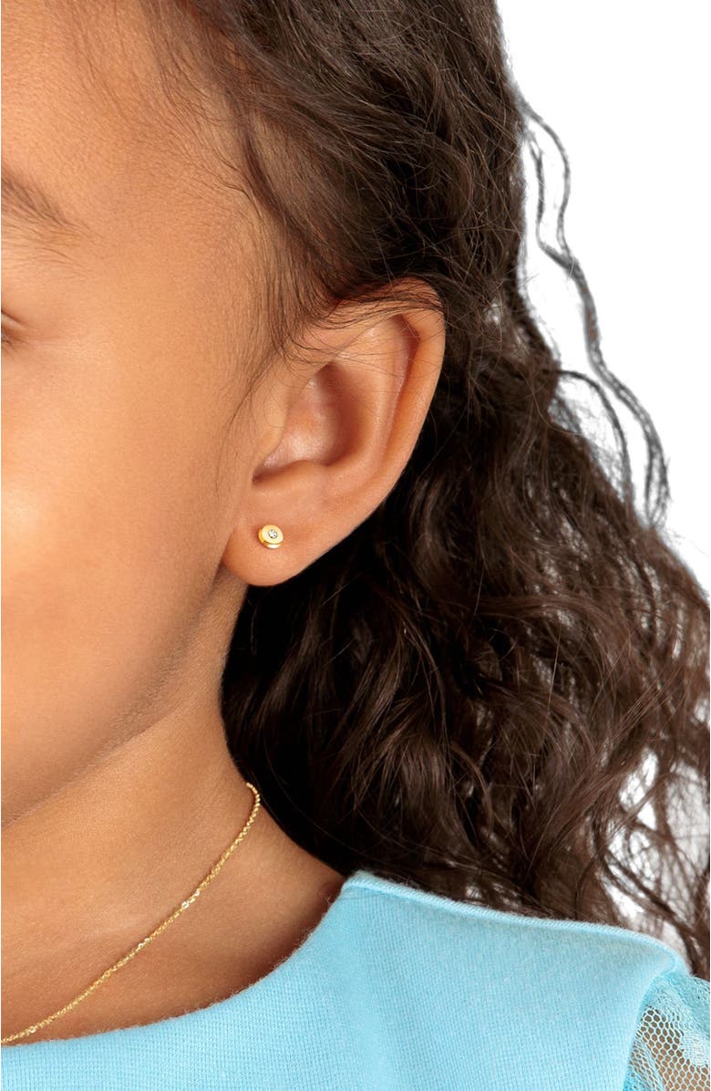 Tiny Blessings 14K Gold Little Darling Genuine Diamond Studs Screw Back Earrings, Alternate, color, 14K Yellow Gold