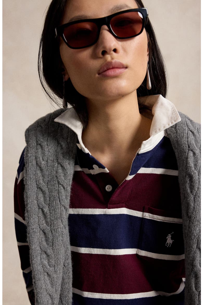 Stripe Rugby Shirt, Alternate, color, RED