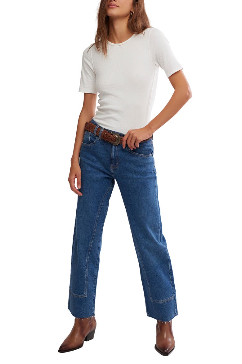 We the Free Risk Taker Raw Hem Straight Leg Jeans, Alternate, color, BE BOLD