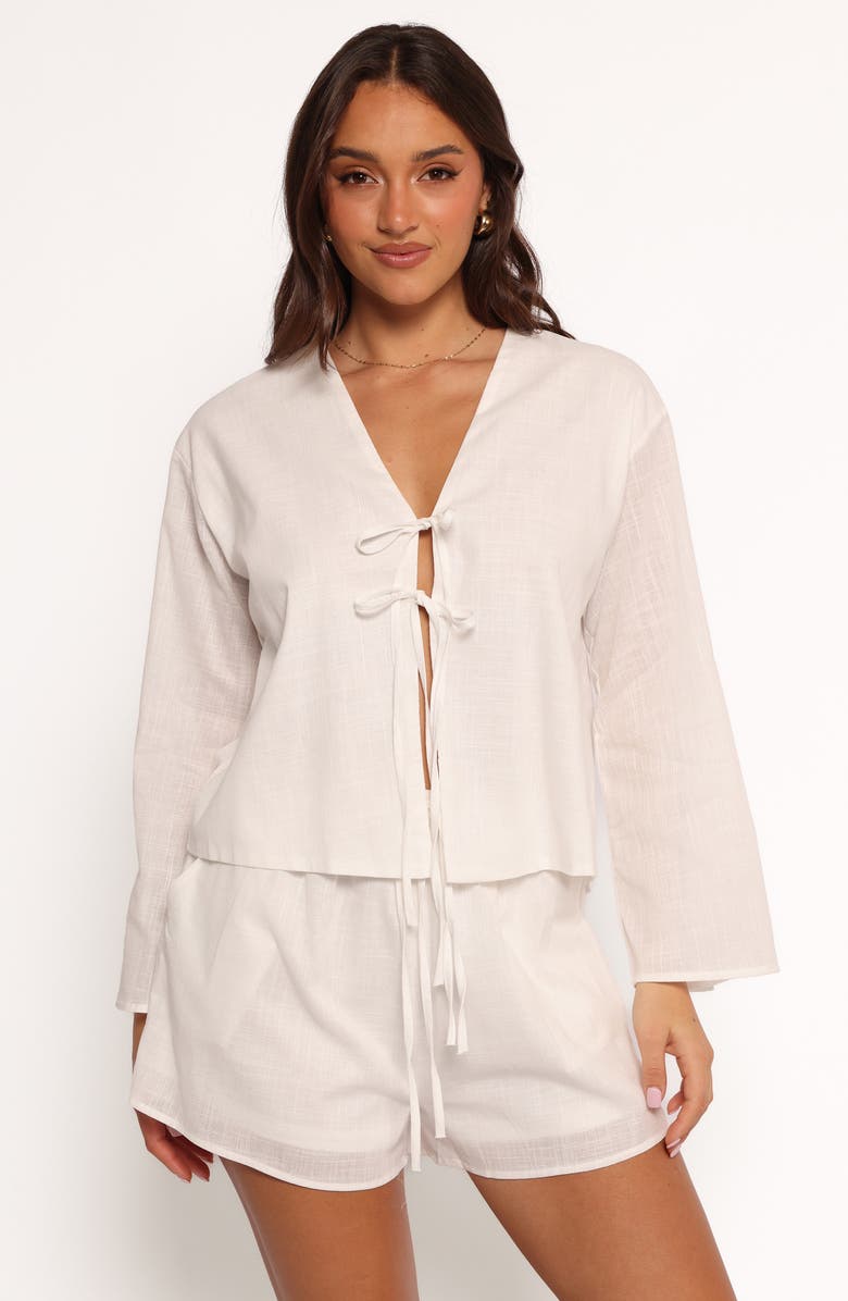 Petal & Pup Flynn Cotton Tie Front Top & Drawstring Shorts Set, Alternate, color, White