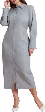 ELOQUII Collared Midi Dress