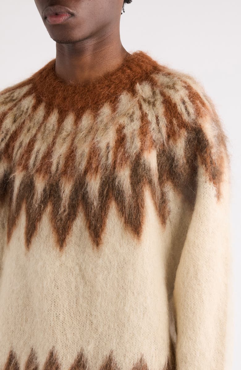 Isabel Marant Nicholas Oversize Fair Isle Mohair Blend Crewneck Sweater, Alternate, color, Rust