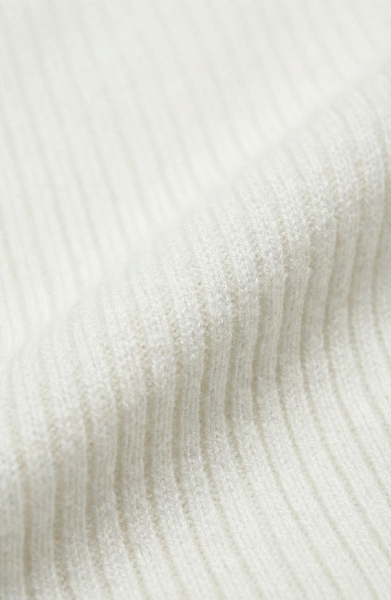 Modenaire Ribbed Knit V-Neck Contrast Trim Midi Dress, Alternate, color, White / Black