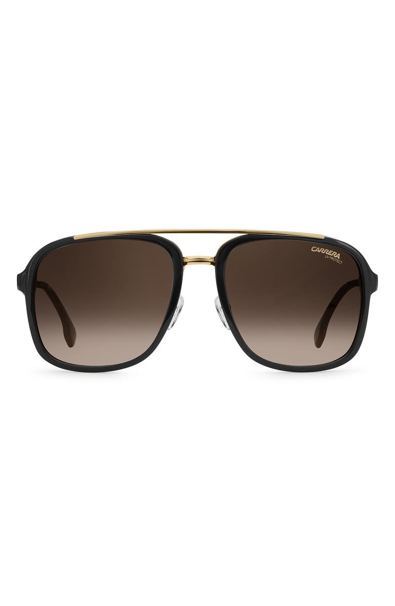 Carrera Eyewear 57mm Gradient Aviator Sunglasses, Alternate, color, Black Gold