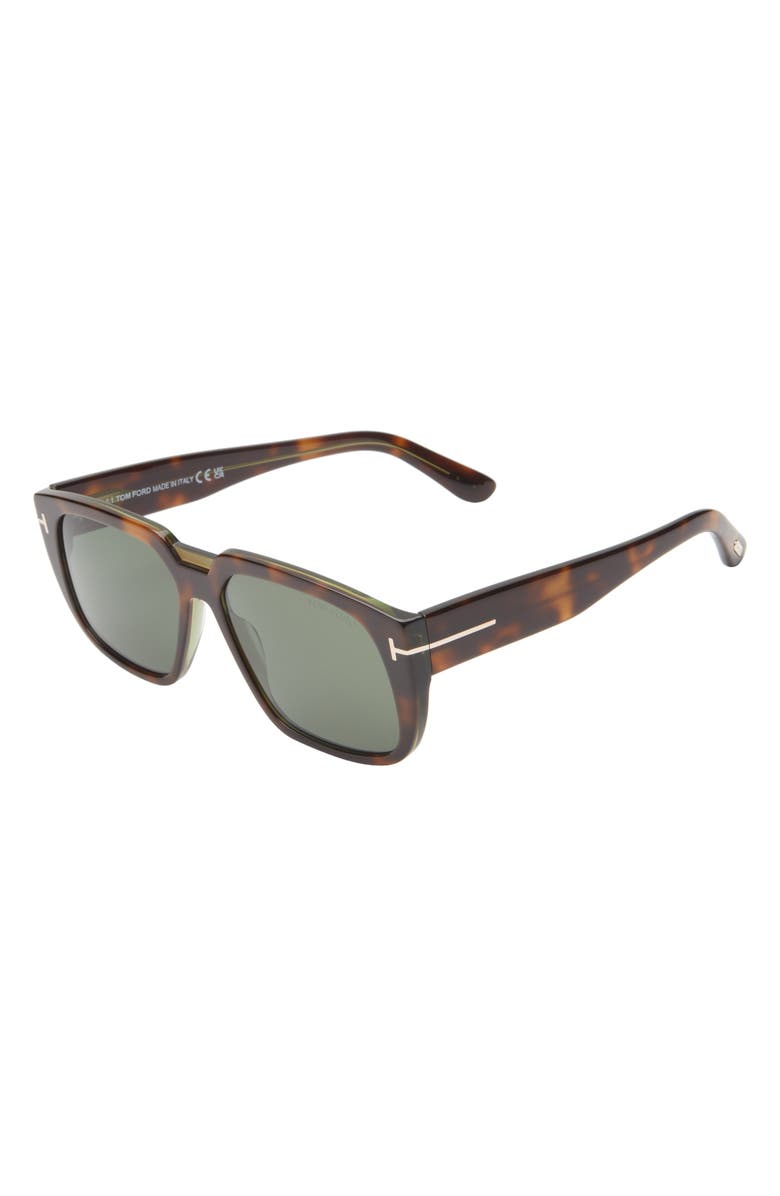 TOM FORD 56mm Square Sunglasses, Alternate, color, Havana/ Green