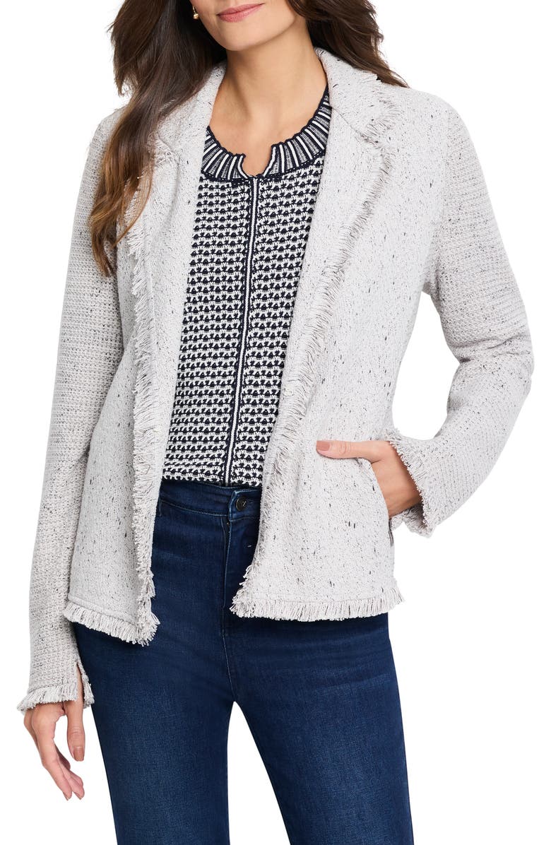 NIC+ZOE Fringe Knit Jacket, Main, color, Sugar Cookie