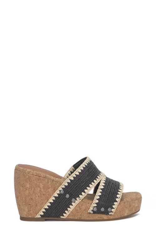 Lucky Brand Vickta Raffia Platform Wedge In Black