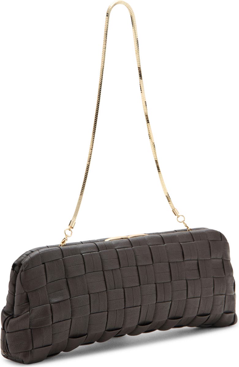 MANGO Braided Faux Leather Frame Clutch, Alternate, color, Chocolate