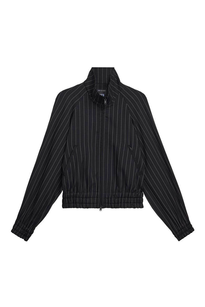 Pinstriped Track Jacket, Alternate, color, BLACK